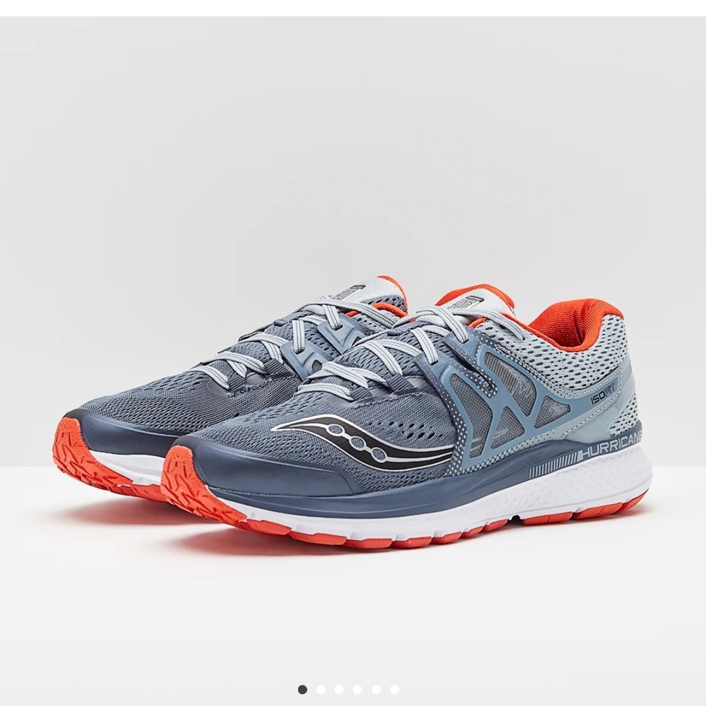 Saucony Hurricane ISO 3 - Grey/Blue/Red(Orange) Mens Training Shoes New Size 9.5